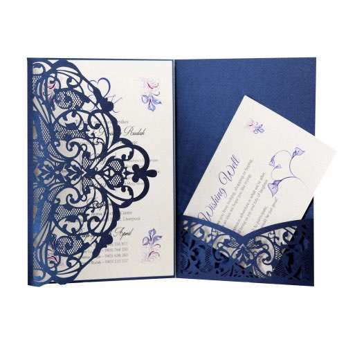 Black Wedding Invitation Laser Cut Paper 